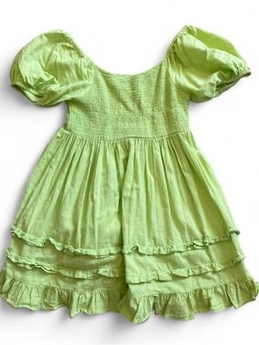 ASOS Influence Lime Green Puff Sleeve Ruffle Dress